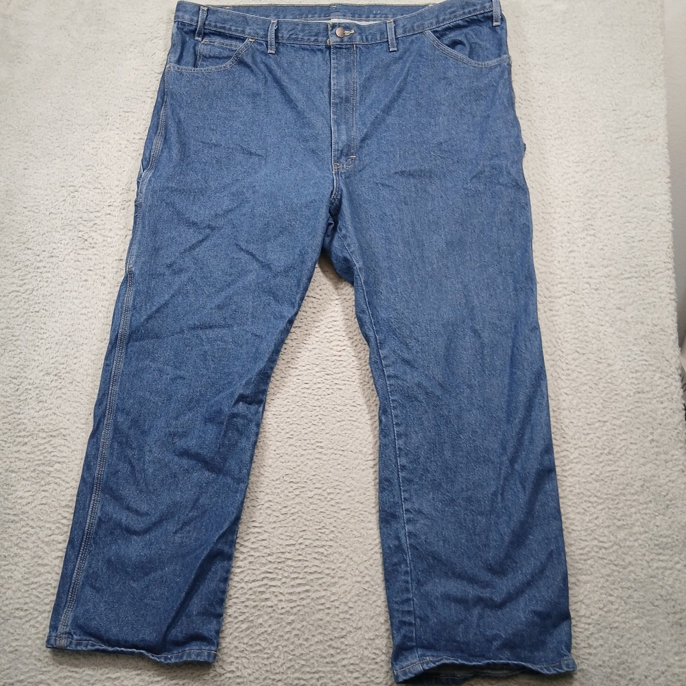 Dickies Men's 48x30 Relaxed Fit Blue Denim Jeans Workwear Heavy Cotton